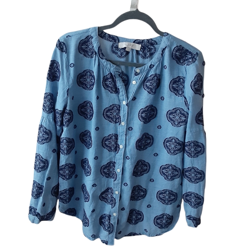 Loft Long Sleeve Printed Button Down Shirt - Picture 5 of 8